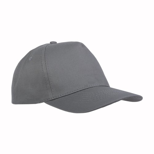 Cotton 5-panel cap with 2 mm-thick visor, embroidered eyelets and adjustable velcro strap