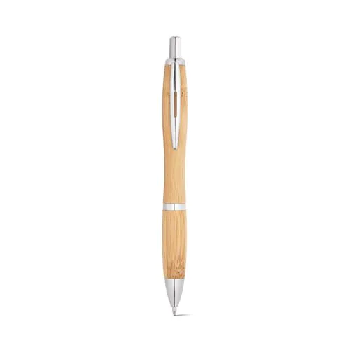 NICOLE. Bamboo ball pen with clip and metal trim
