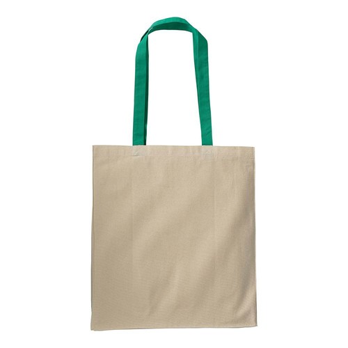 Bolsa de algodon naturel, asas largas de colores y fuelle Bolsa de algodon naturel, asas largas de colores y fuelle