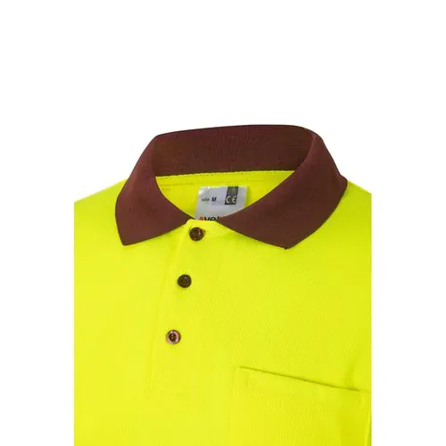 VL VULCAN. Polo bicolore (160g/m²) à manches longues, en polyester (100%)