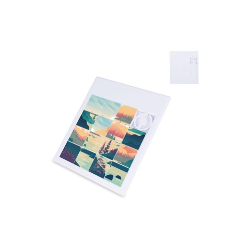 Large sliding puzzle of recycled ma