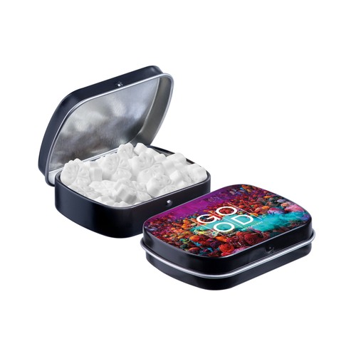 Mini hinged tin with shape mints Mini hinged tin with shape mints