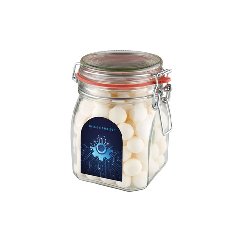 Weck jar 0,9 liters, filled with candy