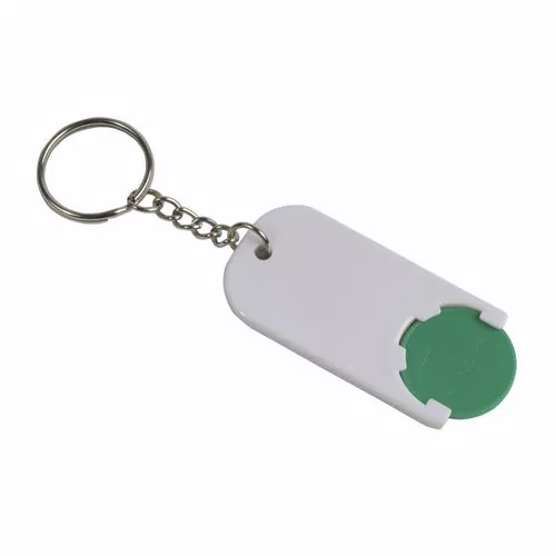 Plastic key ring with shopping trolley token Plastic key ring with shopping trolley token