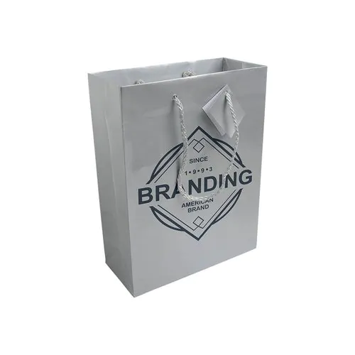 157 g/m2 laminated paper shopping bag with gusset and bottom reinforcement, string handles