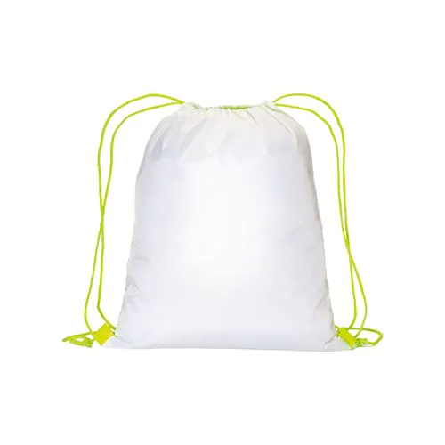 Sac à dos blanc en polyester 210 T avec fermeture à cordons et cordons colorés Sac à dos blanc en polyester 210 T avec fermeture à cordons et cordons colorés