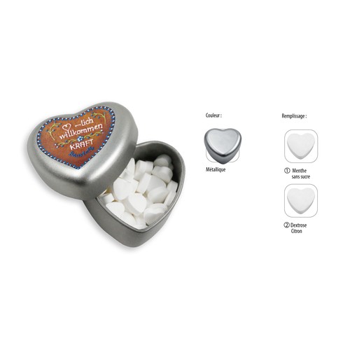 Boîte Coeur, coeurs à la menthe, sans sucre Boîte Coeur, coeurs à la menthe, sans sucre