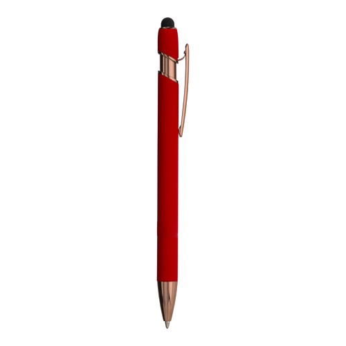 Penna a scatto in alluminio gommato con gommino per touch screen Penna a scatto in alluminio gommato con gommino per touch screen
