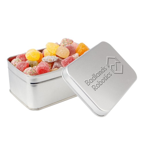 Square tin with embossing Square tin with embossing
