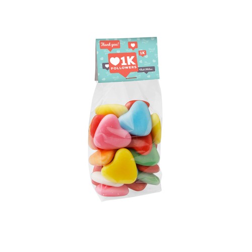 Blokzakje met kopkaartje en 150 gram snoep Blokzakje met kopkaartje en 150 gram snoep