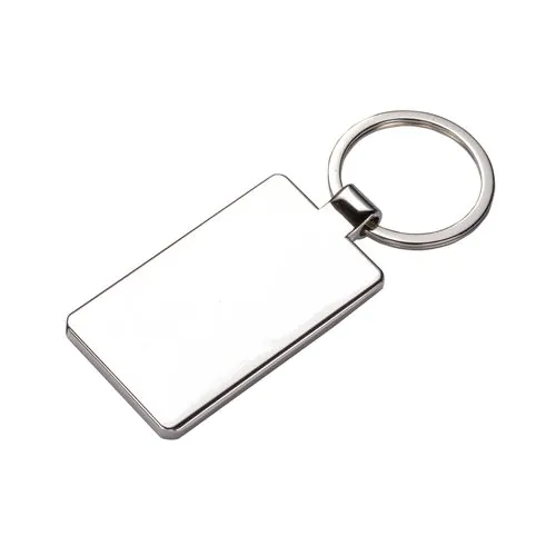 Porte-clés rectangulaire en métal avec façade en bambou