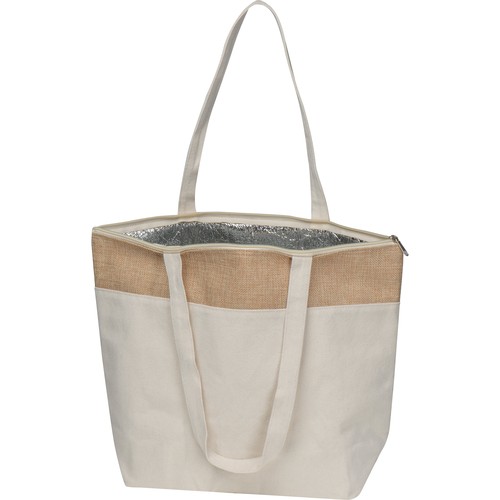 Cooler bag made of 200g cotton and laminated jute
