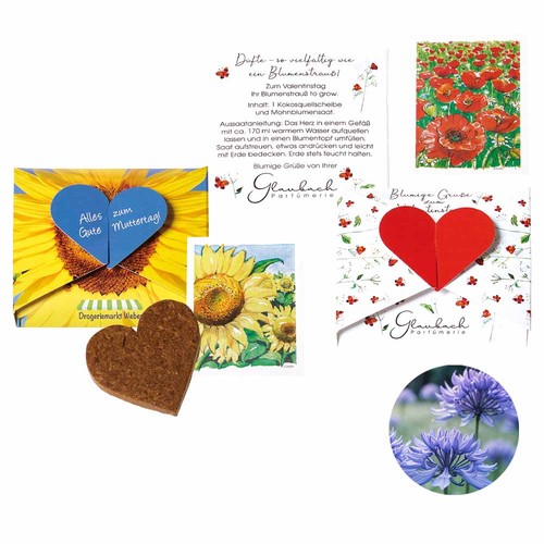 Carte à planter « Un cœur pour… » - Bleuet
