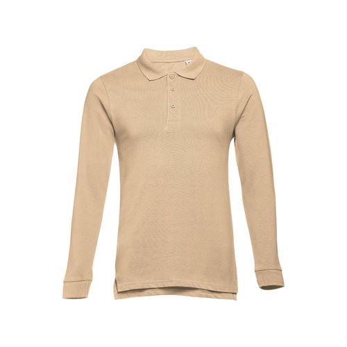 THC BERN. Polo da uomo a maniche lunghe in cotone cardato THC BERN. Polo da uomo a maniche lunghe in cotone cardato