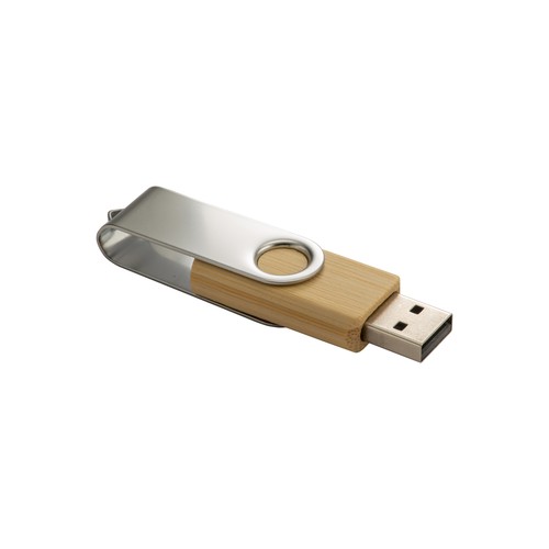 Bamboo/Metal Swivel USB Flash Drive 8GB.