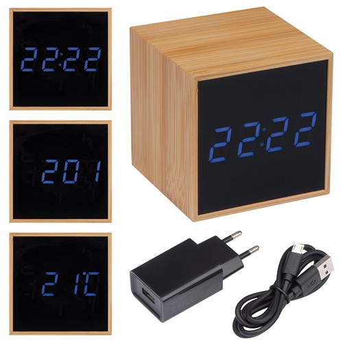 Horloge de table avec affichage noir et affichage LED bleu