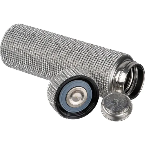 Botella grande de acero inoxidable con detalles de strass