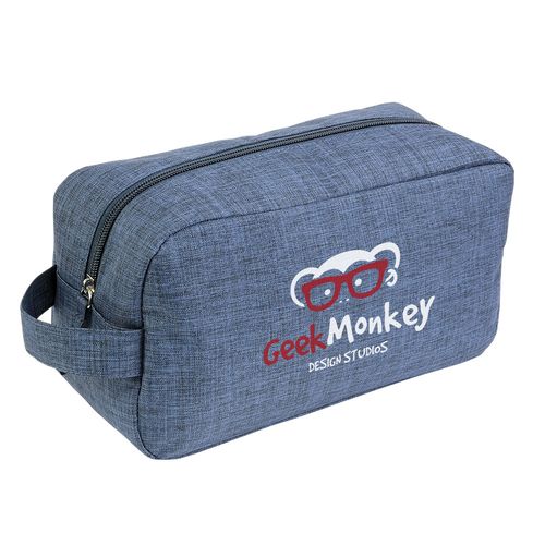 300D polyester melange fabric cosmetic bag with handle