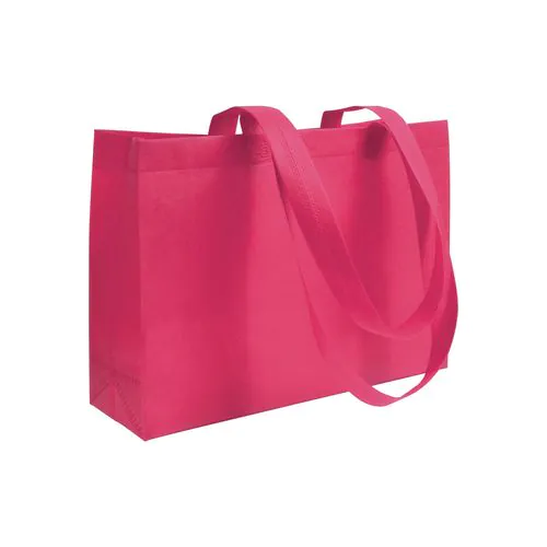 Shopper con soffietto alla base in TNT 70 g/m2 termosaldato, manici lunghi Shopper con soffietto alla base in TNT 70 g/m2 termosaldato, manici lunghi