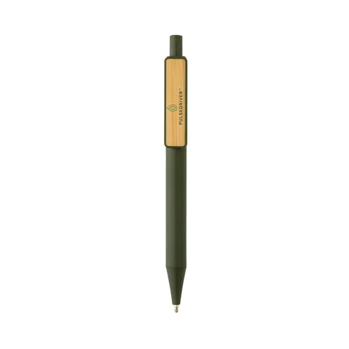 Stylo en ABS recyclé GRS avec clip en bambou