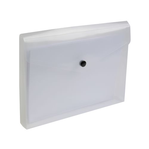 Busta portadocumenti in PP 150 con 1 tasca e chiusura a clip (A5), con soffietto