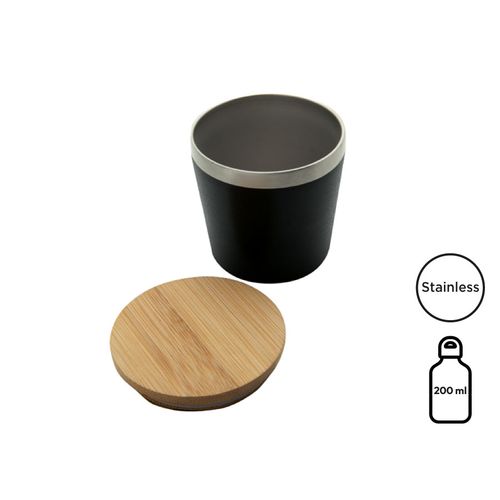 Doppelwandiger Edelstahlbecher 'Nagano' mit Bambusdeckel (M)