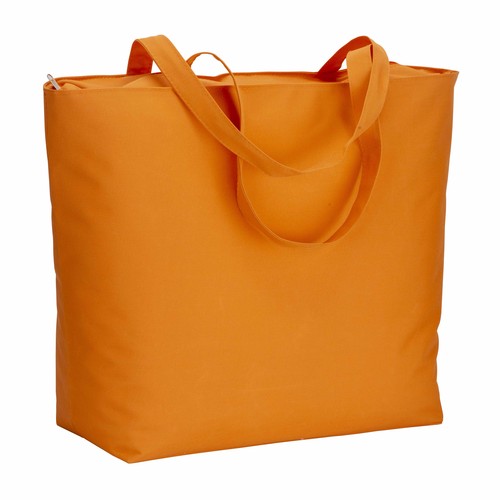 300D polyester beach bag  with long handles and zip closure