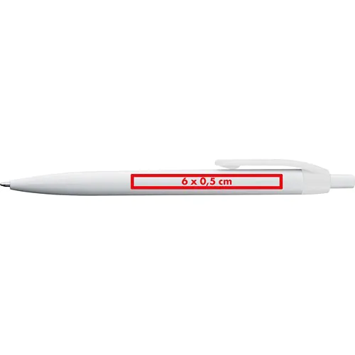 White plastic ball pen with coloured clip White plastic ball pen with coloured clip