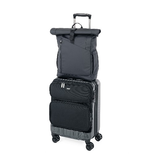 Troika Black Roll Top Backpack TROIKA BLACK ROLL TOP Troika Black Roll Top Backpack TROIKA BLACK ROLL TOP