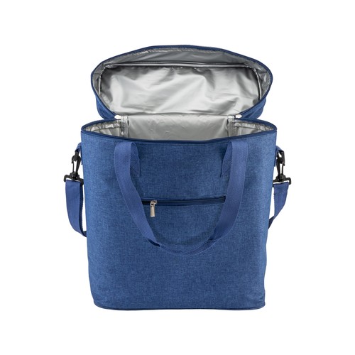 Borsa termica in r-pet melange con interno bianco in PEVA. Borsa termica in r-pet melange con interno bianco in PEVA.