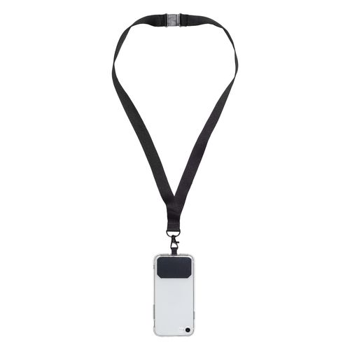 Polyester neck ribbon with cell phone holder tag