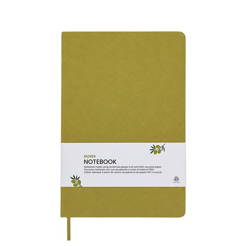 Carnet de notes avec couverture en résidus de fruits et fermeture élastique