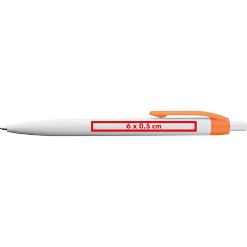 White plastic ball pen with coloured clip