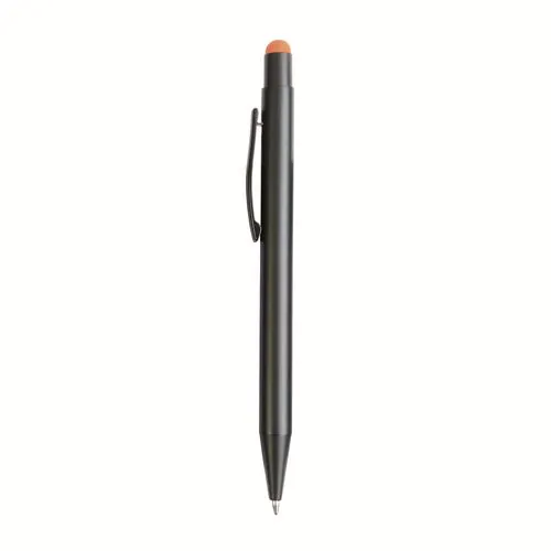 Aluminum push button ball pen with colored touch screen and laser engraved logo