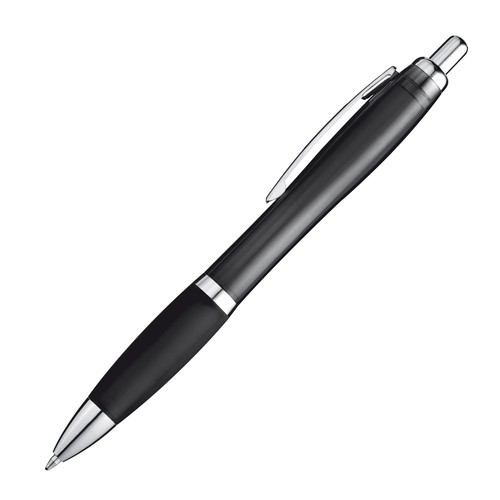 Transparent ball pen with rubber grip Transparent ball pen with rubber grip