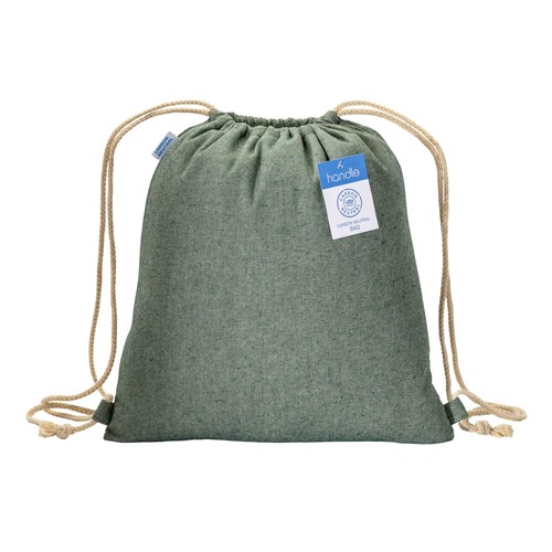 280 gr/m2 recycled cotton melange-effect backpack with drawstring choke closure attached 280 gr/m2 recycled cotton melange-effect backpack with drawstring choke closure attached