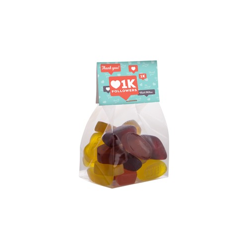 Blokzakje met kopkaartje en 100 gram snoep