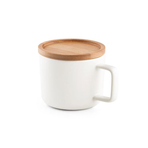 FANGIO. Kubek ceramiczny z bambusową podstawą i pokrywką 220 mL FANGIO. Kubek ceramiczny z bambusową podstawą i pokrywką 220 mL