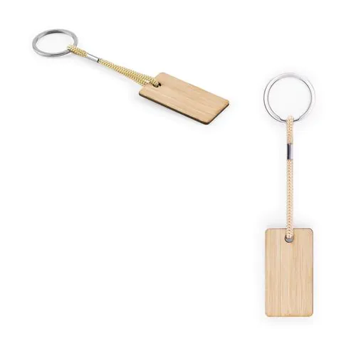 HOPPS. Rectangular bamboo keyring with PET cord HOPPS. Rectangular bamboo keyring with PET cord