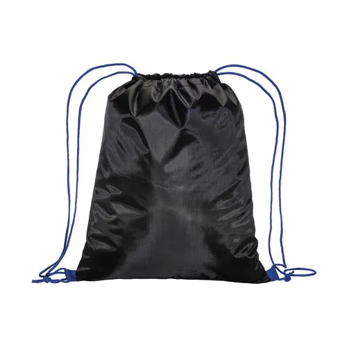 210T black polyester backpack with choke closure and colored cords 210T black polyester backpack with choke closure and colored cords