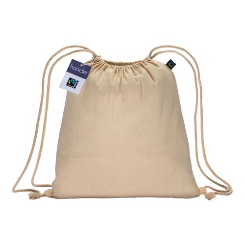 Zainetto in cotone FAIRTRADE ® 140 g/m2 con chiusura a strozzo Zainetto in cotone FAIRTRADE ® 140 g/m2 con chiusura a strozzo