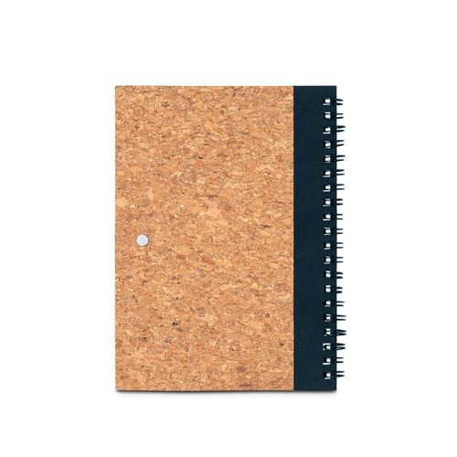 VICENTE. Carnet B6 en liège et polyester recyclé (100% rPET) avec stylo bille
