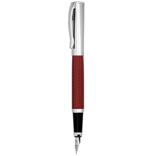 CHROMED FOUNTAIN PEN RED