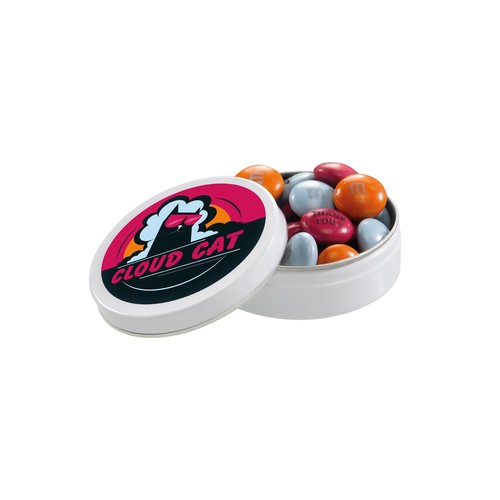 Gepersonaliseerde M&M'S in een rond blikje Gepersonaliseerde M&M'S in een rond blikje