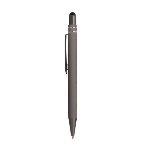 Snap pen with rubberised grip with trim rings with touch screen Snap pen with rubberised grip with trim rings with touch screen