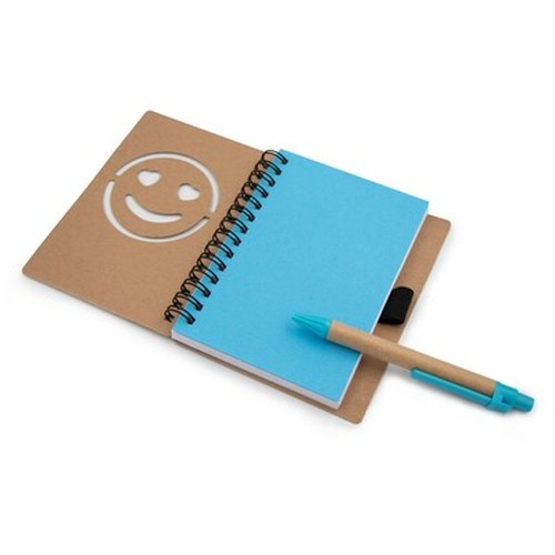 Notebook approx. B7 "smiling face" with ball pen | Dylan