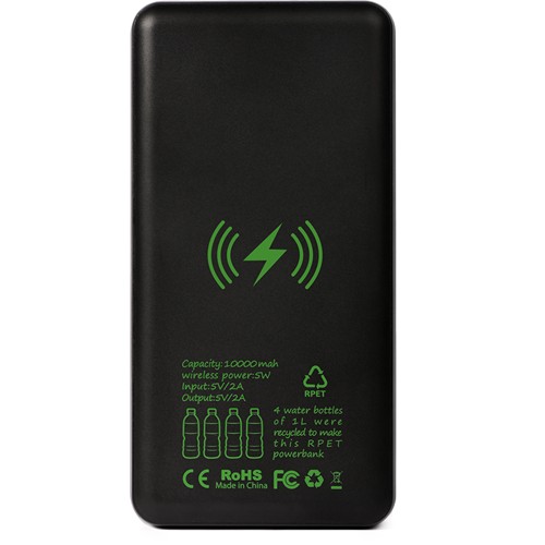 10000 mAh USB- UND KABELLOSES LADEGERÄT AUS RPET 10000 mAh USB- UND KABELLOSES LADEGERÄT AUS RPET