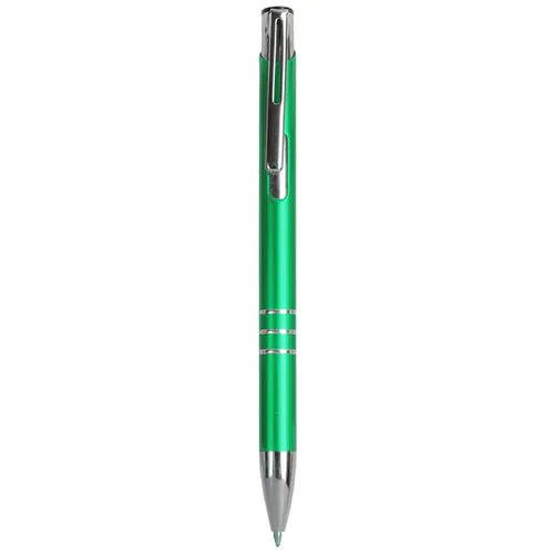 Penna a scatto in metallo con decorazione a 3 anelli e particolari cromati Penna a scatto in metallo con decorazione a 3 anelli e particolari cromati
