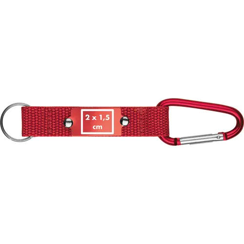 Keyring pendant with carabiner and metal plate