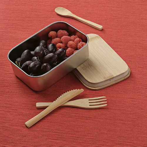 Box pranzo Warhol rSS 740ml con coperchio in bamboo e posate Box pranzo Warhol rSS 740ml con coperchio in bamboo e posate
